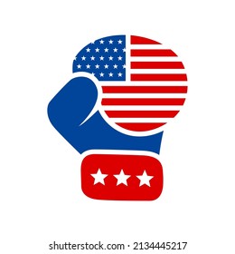 American glove boxing symbol. Boxing sport vector.