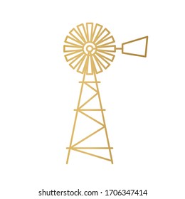 american golden retro windmill icon - vector illustration