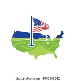 Golf americano con bandera de los Estados Unidos