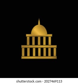 American Government Building gold plated metalic icon or logo vector