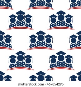 American Graduates Seamless Pattern Background