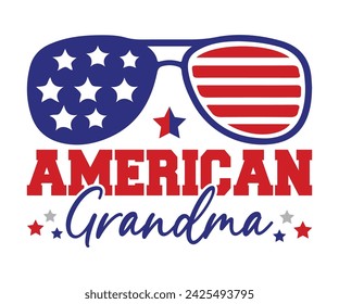 Camiseta de la abuela americana, 4 de julio Camiseta, 4 de julio, América, bandera de EE.UU., vacaciones de EE.UU., patriótico, camisa del día de la independencia, archivo cortado para la silueta de Cricut