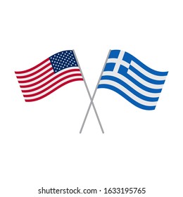 American and Greek flags vector isolated on white background