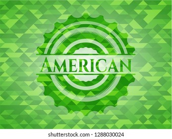 American green emblem with triangle mosaic background
