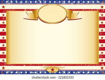 american grunge certificate. American dirty poster with a large empty kraft paper frame for your message