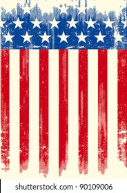 Amerikanische Grunge-Flagge. Eine amerikanische Grunge-Fahne auf dem Hintergrund eines Posters.