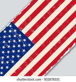 American grunge flag diagonal background. Vector illustration.