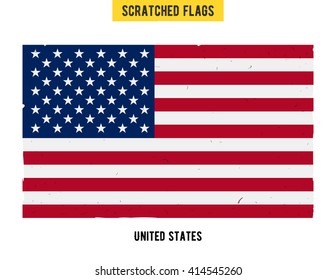 American grunge flag with little scratches on surface. A hand drawn scratched flag of United States with a easy grunge texture. Vector modern flat design