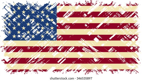 American grunge flag. Vector illustration. Grunge effect can be cleaned easily.