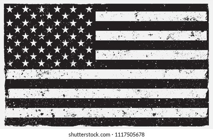 American Grunge Flag.Black And White USa Flag.