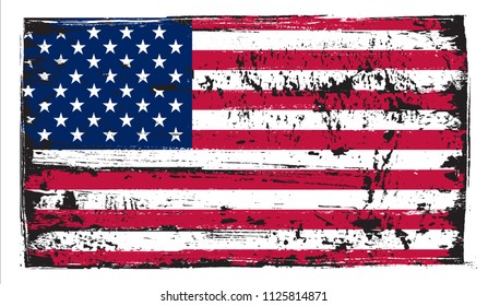 American grunge flag.Vector USA flag in vintage style.