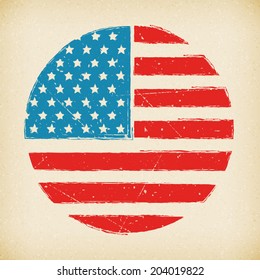 American grunge vector flag background poster on paper. isolated.