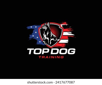 Plantilla de diseño de logotipo de entrenamiento de perros de la Guardia Americana