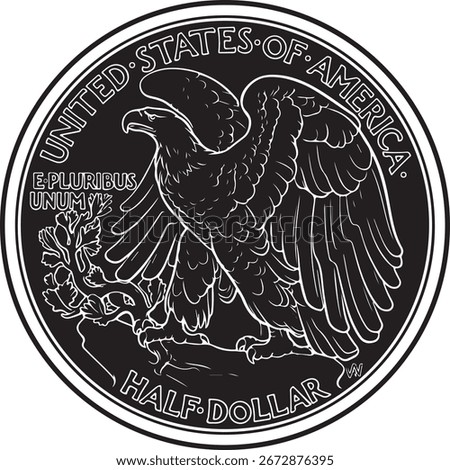 american half dollar coin vector design silhouette (walking liberty)