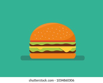 American hamburger. Vector flat icon. Material design.