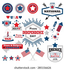 American Happy Independence Day design elements set