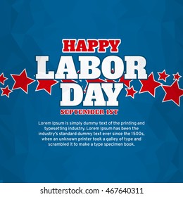 American happy labor day over blue background. Vector illustration.