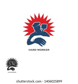american hard worker, in red and blue