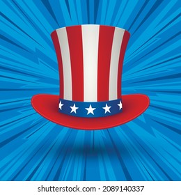  American Hat and American flag hat on comic background.