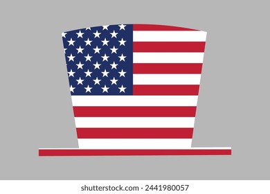 American hat with American flag, USA vector illustration, Vector flag of USA, united states, Coloured USA flag, Vector illustration of american flag , Uncle Sam's hat, 4 of July celebration