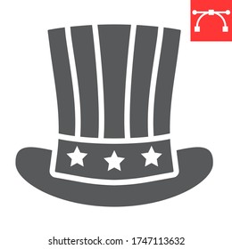 American hat glyph icon, USA and country, president hat sign vector graphics, editable stroke solid icon, eps 10