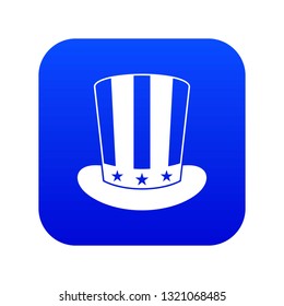 American hat icon digital blue for any design isolated on white vector illustration