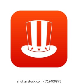 American hat icon digital red for any design isolated on white vector illustration
