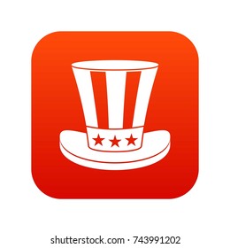 American hat icon digital red for any design isolated on white vector illustration
