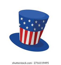 Icono del sombrero americano, Ilustración vectorial del sombrero del tío sam, arte del Clip del tío sam, arte del Clip del sombrero americano Conveniente para el patriotismo de los EE.UU., día de la independencia, y diseño nacional del símbolo
