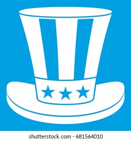 American hat icon white isolated on blue background vector illustration