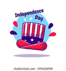 American Hat Independence day of 4th of july Cartoon Vector Illustration. USA Independence Day Icon Concept Isolated Premium Vector