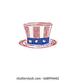 American hat, sketch style, vector illustration