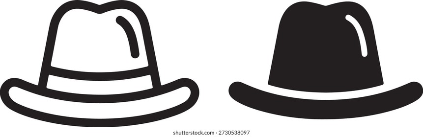 Chapéu americano Dois chapéus clássicos fedora isolado no fundo branco, ilustração