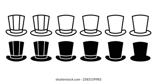 american hat uncle sam's icon symbol vector design black white color simple outline and black filled illustration sets