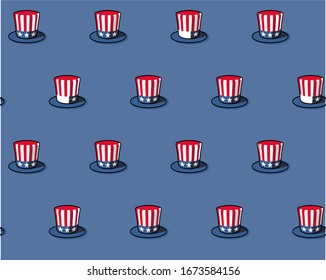 American Hat Vector Seamless Pattern