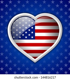 American heart badge on blue starry background