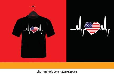 American Heart Flag  - Printable T-Shirt Vector Design