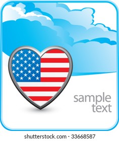 icono del corazón estadounidense en la bandera de la nube