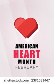 American heart month design. Vector illustration of heart and beat for education, background, banner, poster