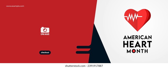 American heart month design. Vector illustration of heart and beat for education, background, banner, poster