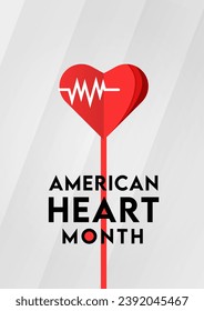 Diseño de un mes de corazón americano. Ilustración vectorial del corazón y el latido para la educación, los antecedentes, la pancarta, el afiche