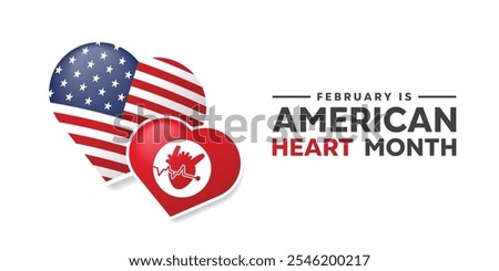 American Heart Month. Heart, american flag and more. Great for cards, banners, posters, social media and more. White background.