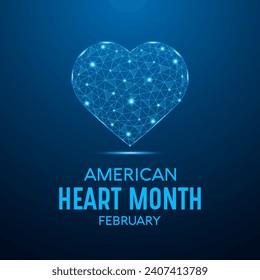 American heart month is observed every year in February. February is American heart month. Vector template for banner, card, poster with background.