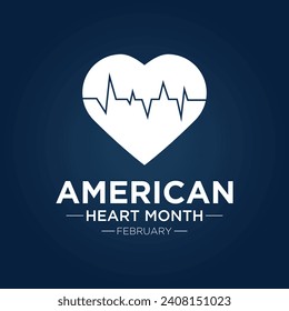 American heart month is observed every year in February. February is American heart month. Vector template for banner, card, poster with background.