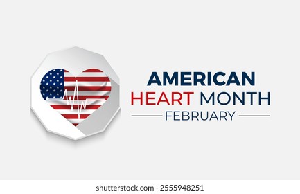 American Heart Month  is observed every year in february Medical healthcare concept. Health, holiday , Design for cards, prints, social media, poster, flyer and background design template.