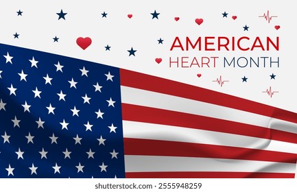 American Heart Month  is observed every year in february Medical healthcare concept. Health, holiday , Design for cards, prints, social media, poster, flyer and background design template.