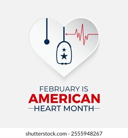 American Heart Month  is observed every year in february Medical healthcare concept. Health, holiday , Design for cards, prints, social media, poster, flyer and background design template.