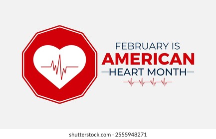 American Heart Month  is observed every year in february Medical healthcare concept. Health, holiday , Design for cards, prints, social media, poster, flyer and background design template.