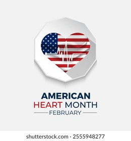 American Heart Month  is observed every year in february Medical healthcare concept. Health, holiday , Design for cards, prints, social media, poster, flyer and background design template.