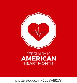 American Heart Month  is observed every year in february Medical healthcare concept. Health, holiday , Design for cards, prints, social media, poster, flyer and background design template.